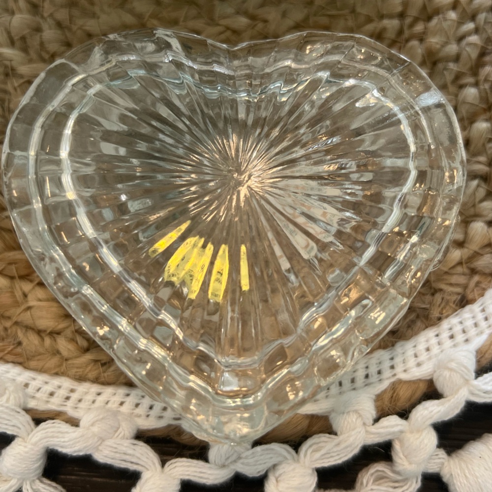 Heart-Shaped Crystal Glass Trinket Dish
